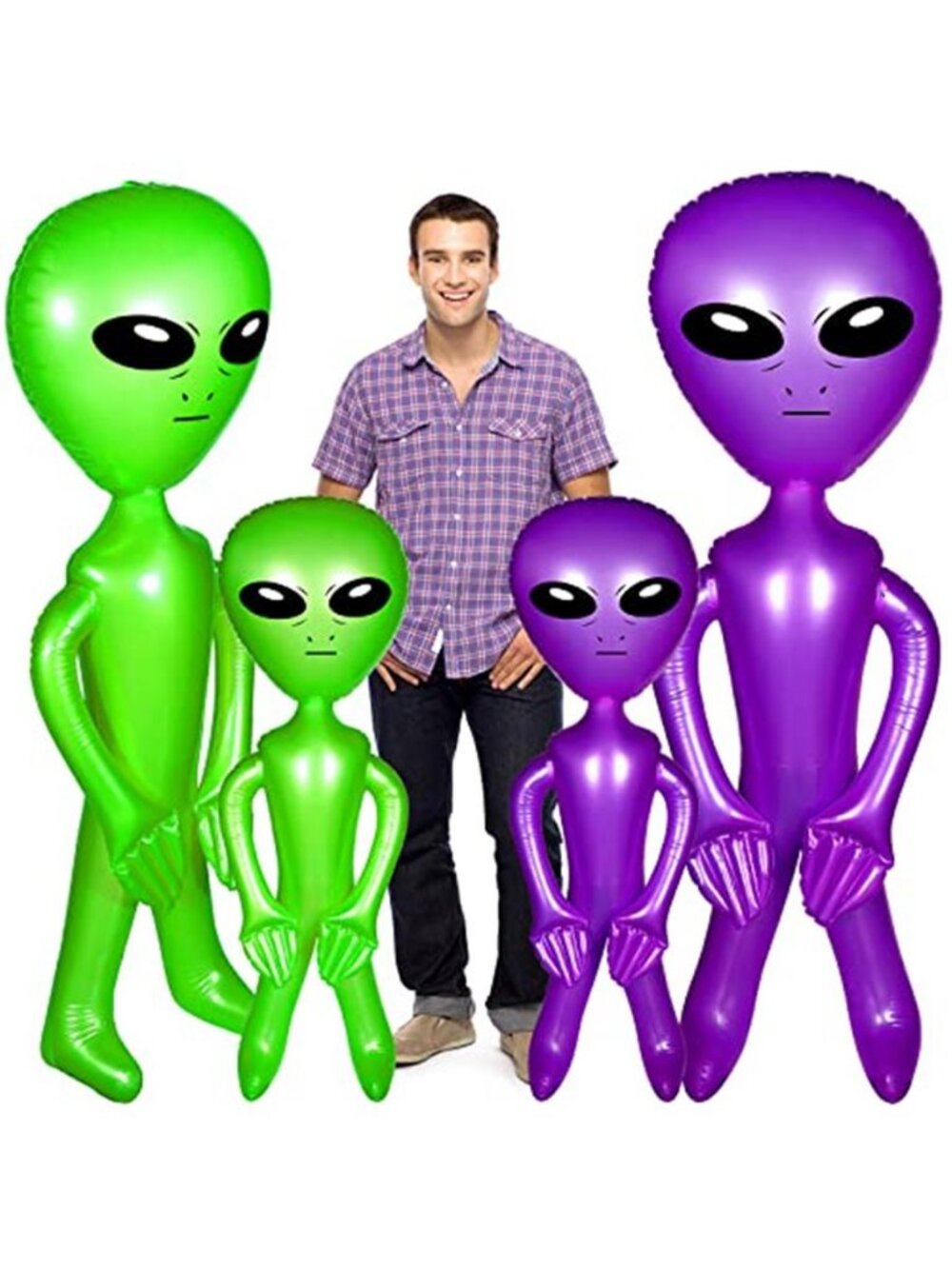 Zhanmai 4 Pcs 63/35 Inch Halloween Giant Alien Inflatable Jumbo Blow up Green